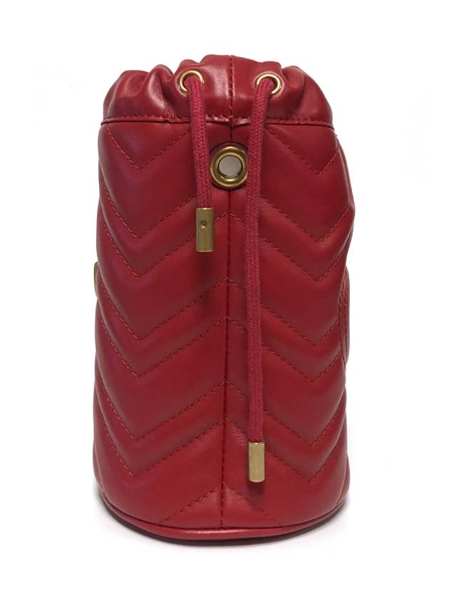 GG Marmont Gold Chain Mini Bucket Bag Red - GUCCI - BALAAN 4