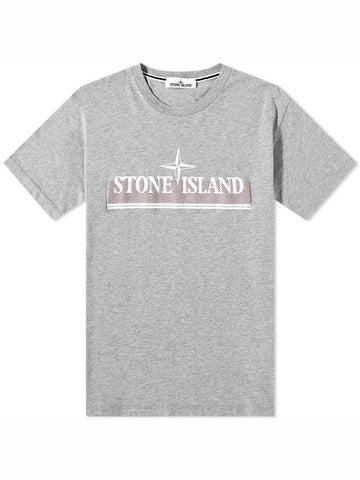 Tricromia One Print Garment Dyed Cotton Jersey Short Sleeve T-Shirt Grey - STONE ISLAND - BALAAN 1