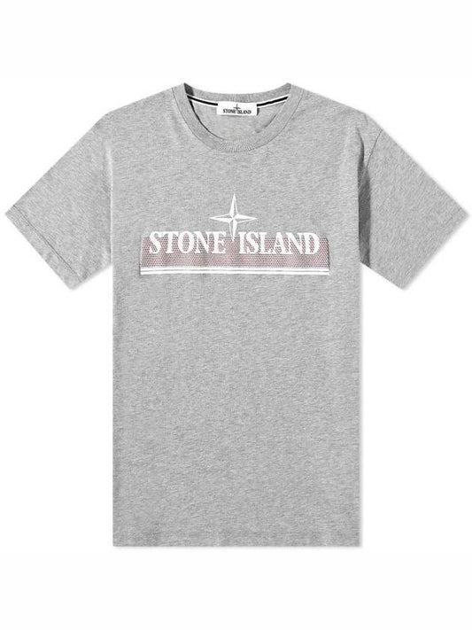 Tricromia One Print Garment Dyed Cotton Jersey Short Sleeve T-Shirt Grey - STONE ISLAND - BALAAN 1