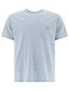 Tricolor Fox Patch Classic Pocket Short Sleeve T-Shirt Blue - MAISON KITSUNE - BALAAN 2