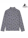 Women s flower print half zip up t shirt 9514LXSS GREY - BLACK&WHITE - BALAAN 1