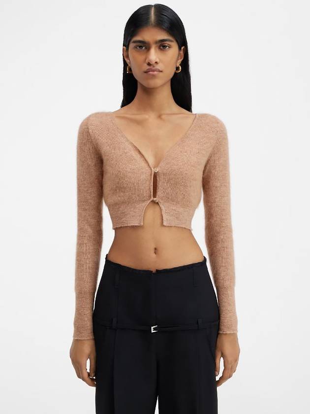 Le Alzou Cropped Mohair Cardigan Light Brown - JACQUEMUS - BALAAN 3