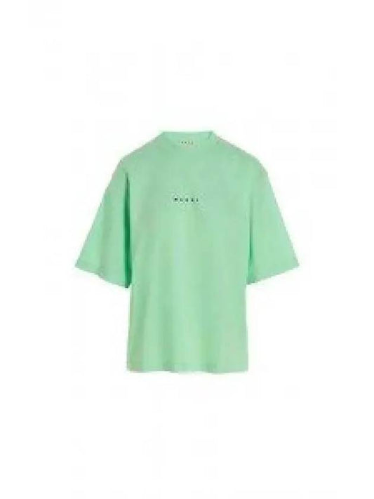 Logo Cotton Short Sleeve T-Shirt Spring Green - MARNI - BALAAN 2