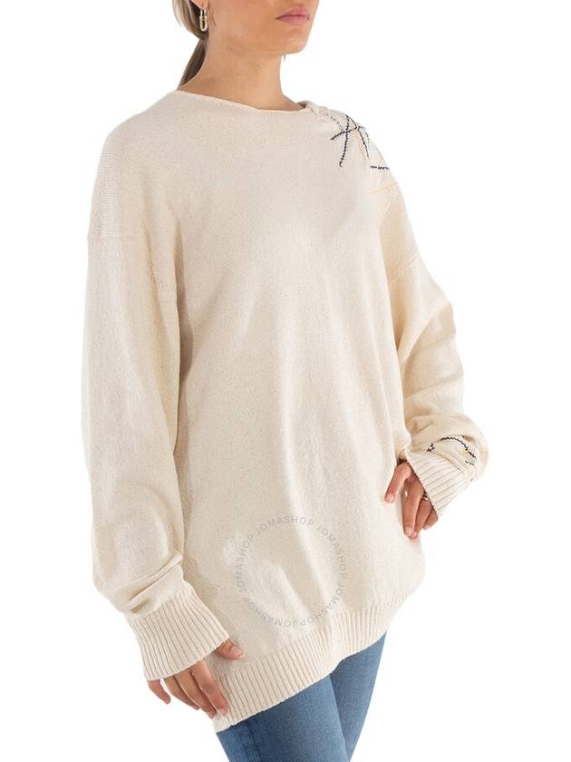 Y'S Off White Random Embroidery Loose Pullover, Brand Size 2 (Small) - YOHJI YAMAMOTO - BALAAN 3