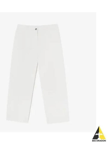 Women s Linen Blend Cropped Pants White - LACOSTE - BALAAN 1