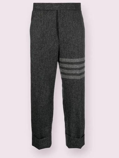 Donegal Tweed Low Rise 4 Bar Backstrap Straight Pants Grey - THOM BROWNE - BALAAN 2