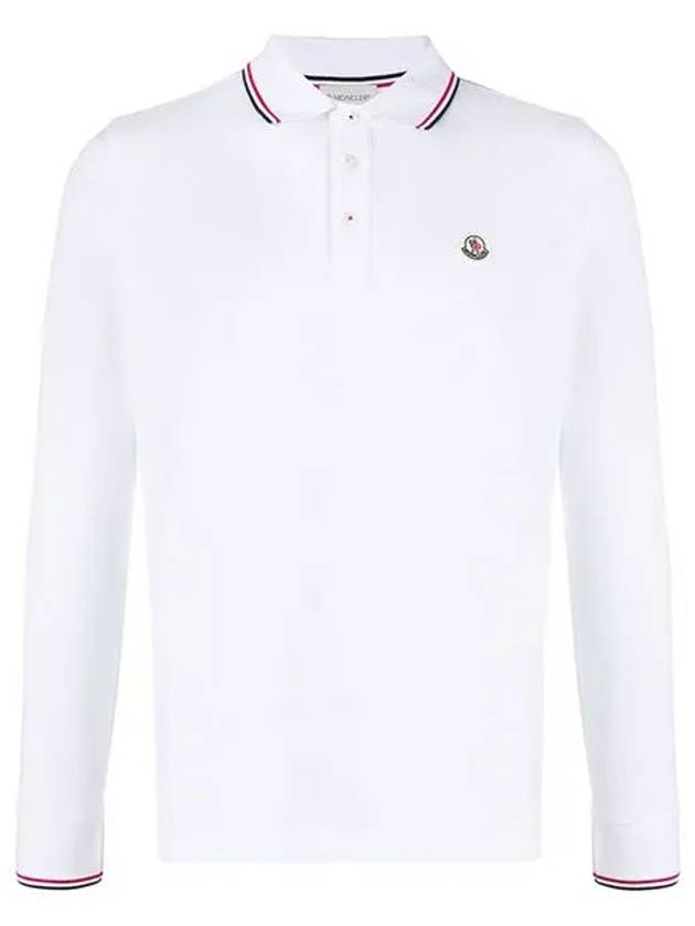 Logo Patch Striped Cuff Polo Long Sleeve Shirt H20918B7010084556 - MONCLER - BALAAN 1