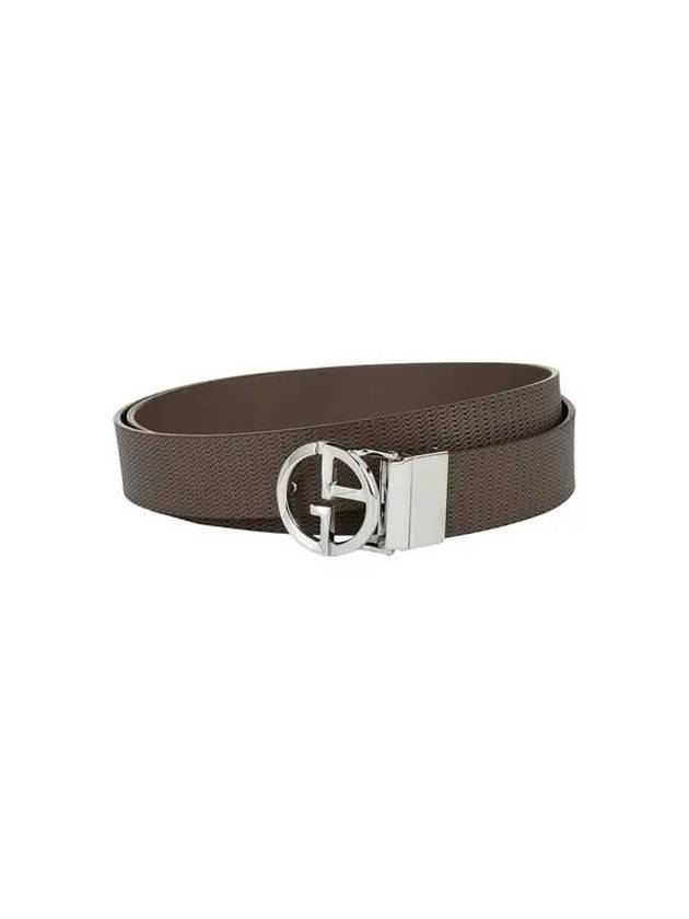 Men s Logo Buckle Wave Leather Belt Dark Beige - GIORGIO ARMANI - BALAAN 1