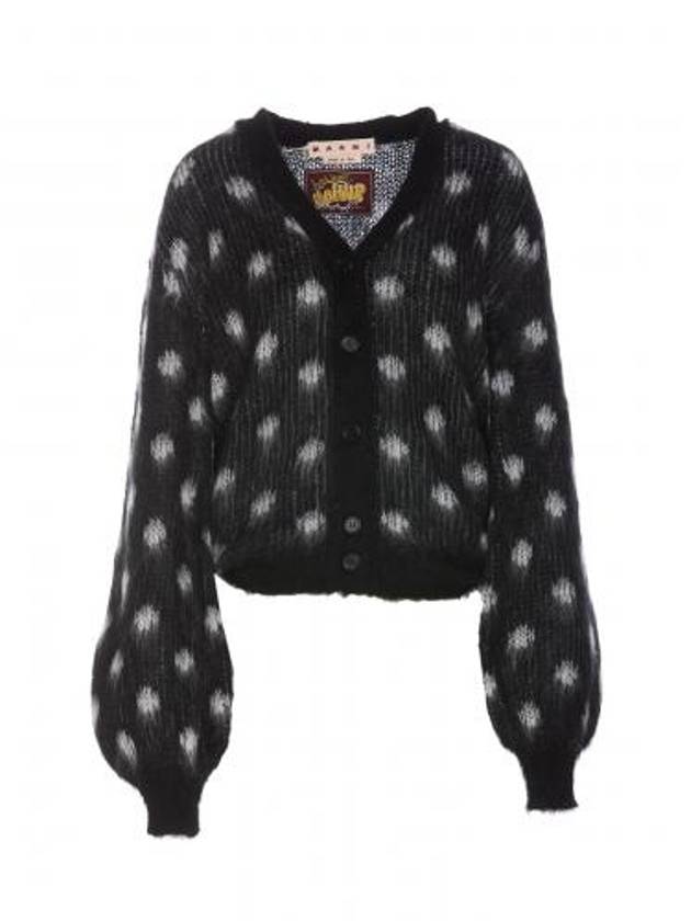 Polka Dot Pattern V-Neck Cardigan Black - MARNI - BALAAN 1