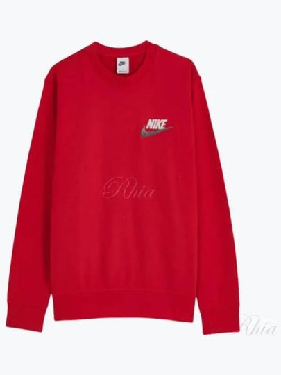 Men's Club French Terry Crew Long Sleeve T-Shirt Red - NIKE - BALAAN 2