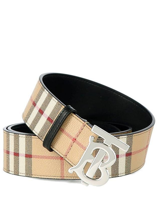 Check Reversible Wide TB Leather Belt Beige - BURBERRY - BALAAN 2