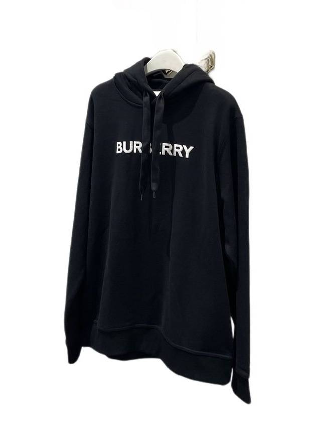 Logo Print Cotton Hoodie Black - BURBERRY - BALAAN 4