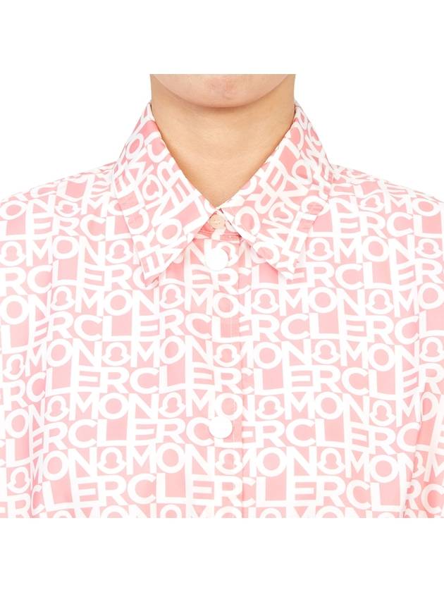 Women's Logo Print Cropped Short Sleeve Shirt Pink - MONCLER - BALAAN 8