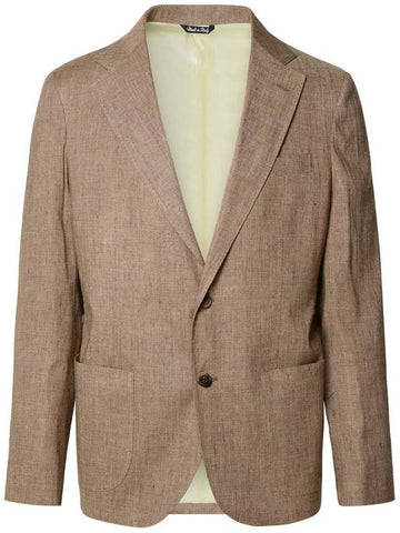 Brian Dales Blazer In Brown Linen Blend - BRIAN DALES - BALAAN 1