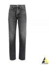 Women's High Waist Slim Dirty Medium Denim Jeans Black - SAINT LAURENT - BALAAN 2