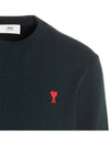 Men's Mini Heart Logo Merino Wool Knit Top Green - AMI - BALAAN 4