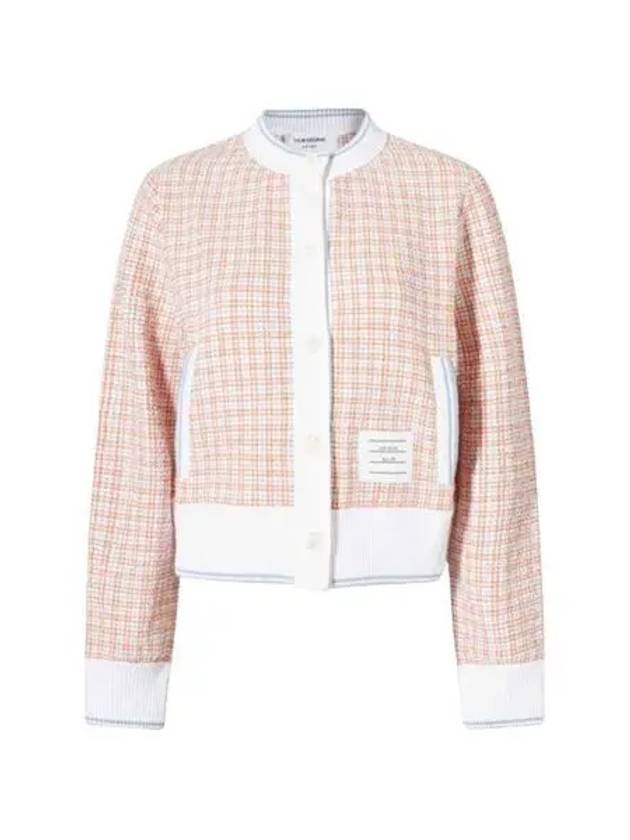 Check Tweed Cardigan Pink - THOM BROWNE - BALAAN 2