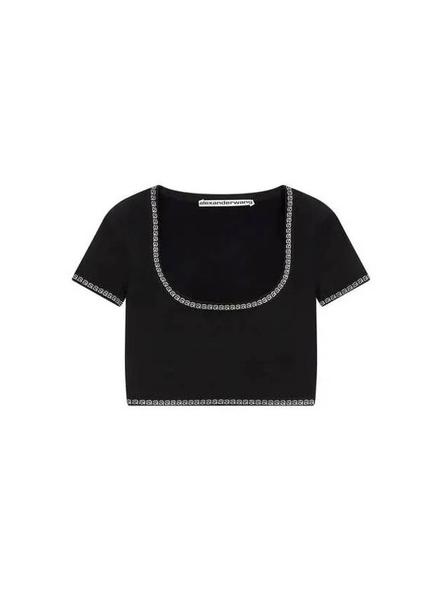 Crystal Trim Scoop TShirt Black 270547 - ALEXANDER WANG - BALAAN 1