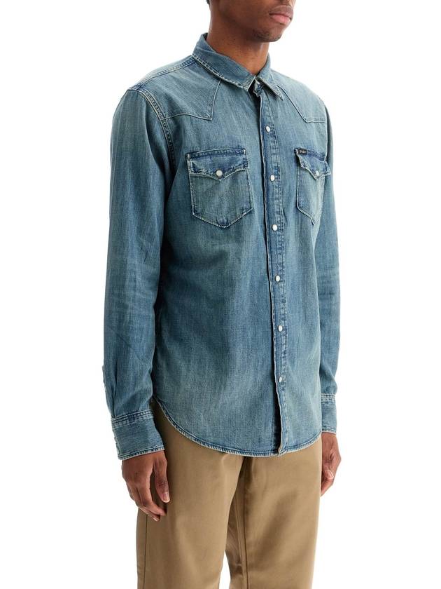 Denim Long Sleeve Shirt Blue - POLO RALPH LAUREN - BALAAN 3