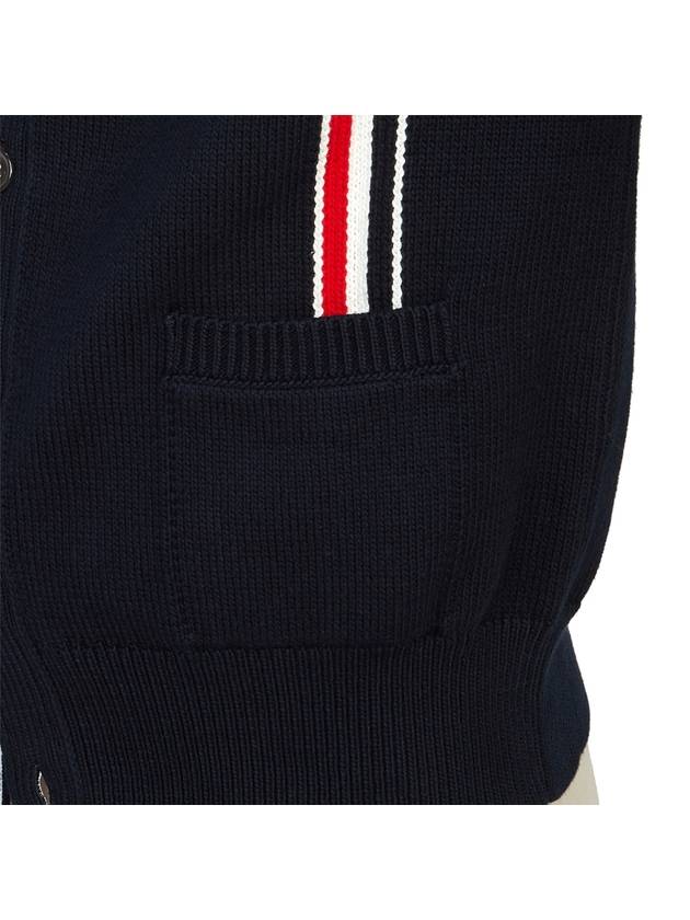 RWB Striped Intarsia Cotton Cardigan Navy - THOM BROWNE - BALAAN 9