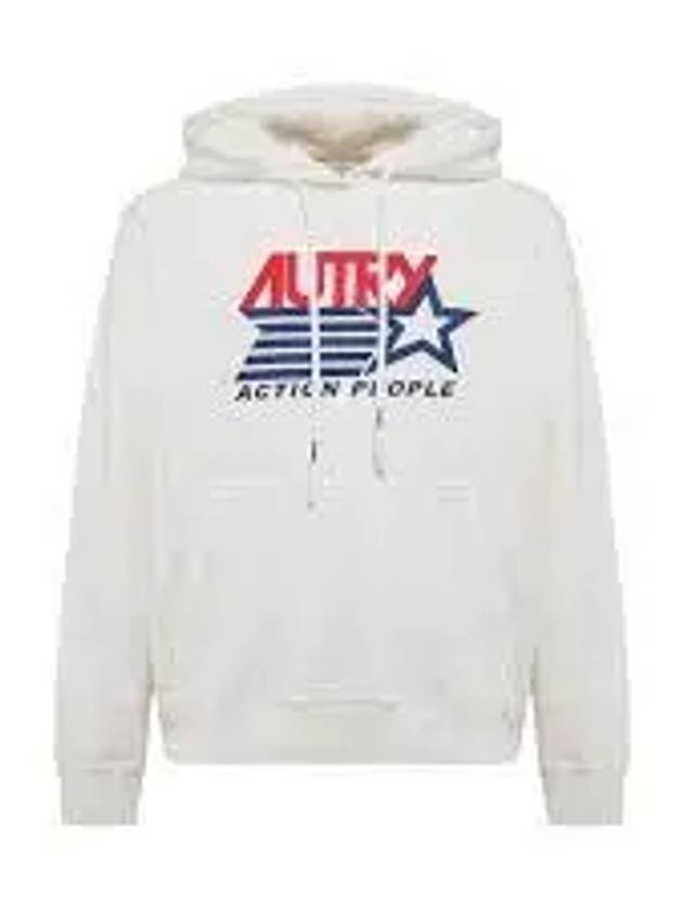 Iconic Logo Print Hoodie White - AUTRY - BALAAN 2