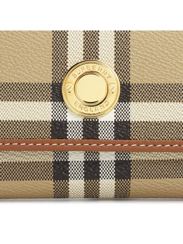 Women's Checked Leather Small Half Wallet Archive Beige - BURBERRY - BALAAN 8