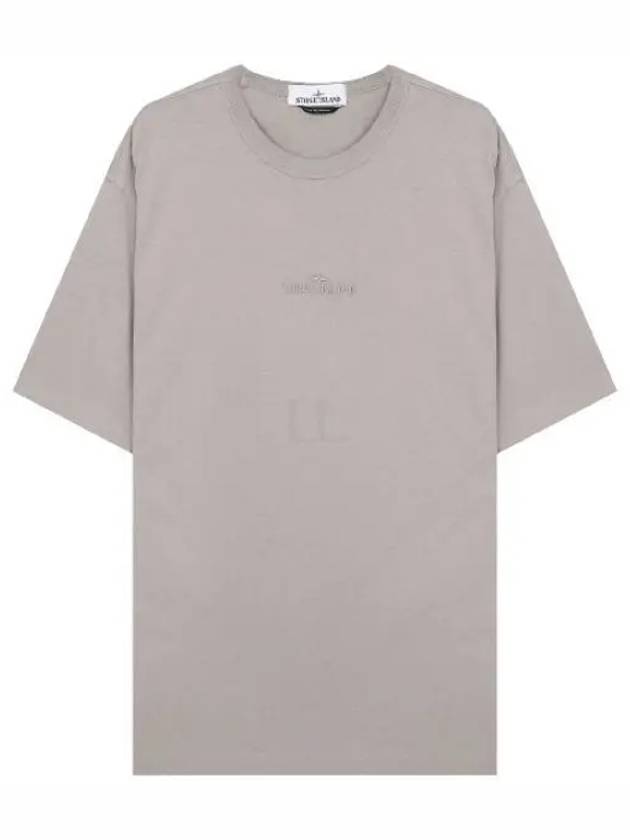 Micro Embroidered Logo Cotton Jersey Short Sleeve T-Shirt Dove Grey - STONE ISLAND - BALAAN 2