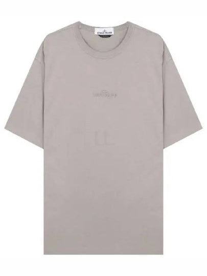 Micro Embroidered Logo Cotton Jersey Short Sleeve T-Shirt Dove Grey - STONE ISLAND - BALAAN 2