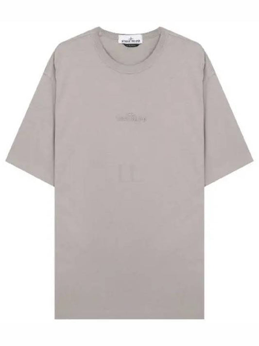 Micro Embroidered Logo Cotton Jersey Short Sleeve T-Shirt Dove Grey - STONE ISLAND - BALAAN 2