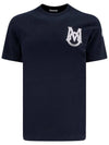 Logo Patch Monogram Cotton Short Sleeve T-Shirt Navy - MONCLER - BALAAN 1