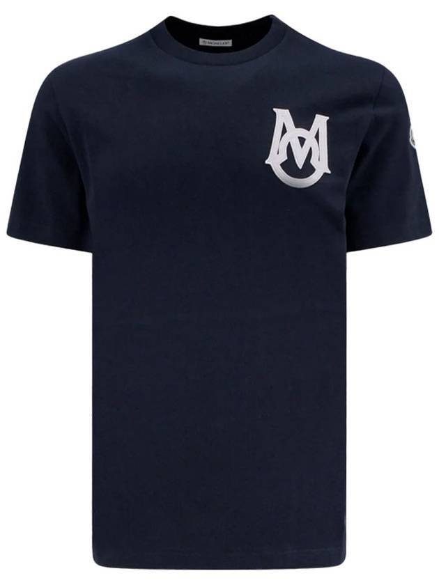 Logo Patch Monogram Cotton Short Sleeve T-Shirt Navy - MONCLER - BALAAN 1