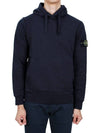 Logo Patch Drawstring Hoodie Navy - STONE ISLAND - BALAAN 2