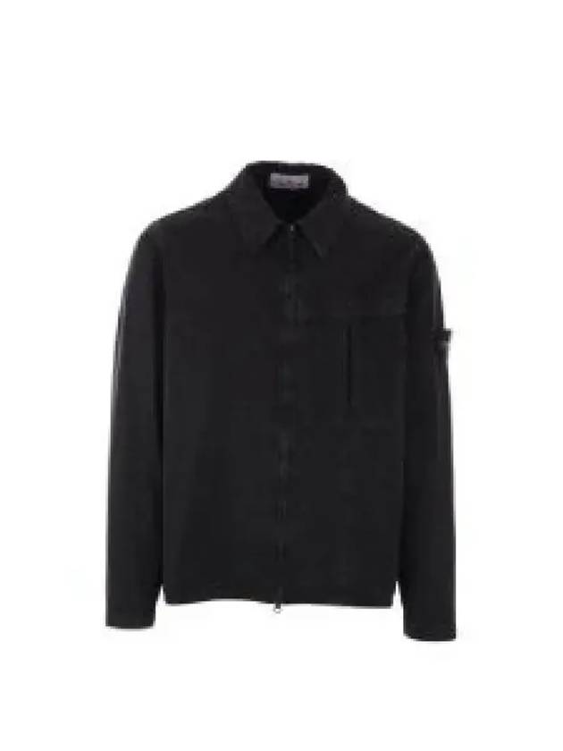 Organic Cotton Shirt Zip Up Jacket Black - STONE ISLAND - BALAAN 2