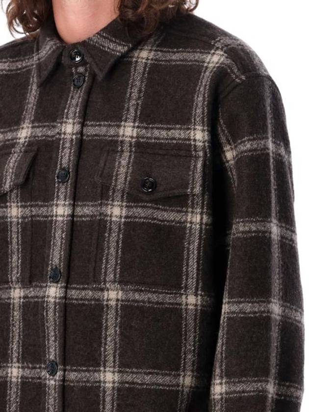 Sable Check Overshirt Jacket Dark Coffee - AMI - BALAAN 4