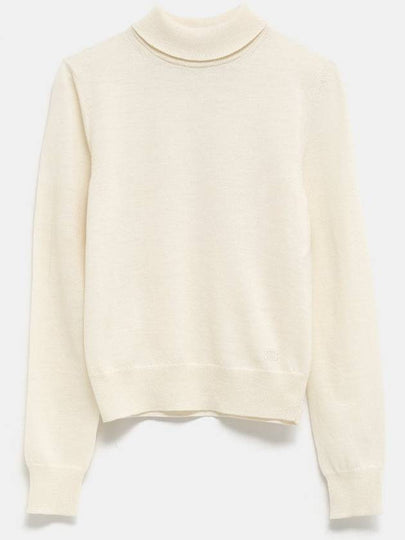 Triomphe Embroidered Fine Wool Turtleneck Off White - CELINE - BALAAN 2