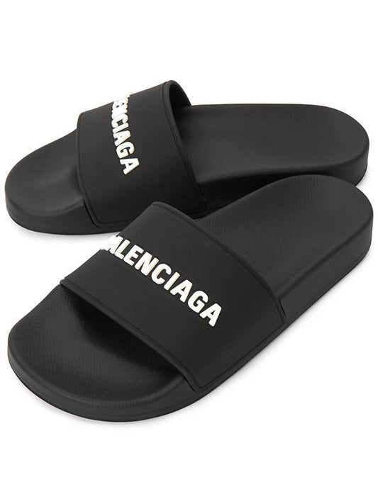 Logo Slippers Black - BALENCIAGA - BALAAN.