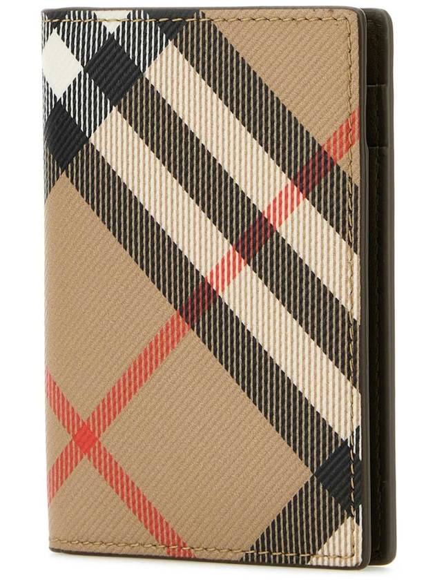 Check Pattern Two-Fold Card Wallet Beige - BURBERRY - BALAAN 3