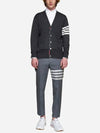 Men's Sustainable Classic Diagonal Wool Cardigan Dark Grey - THOM BROWNE - BALAAN 3