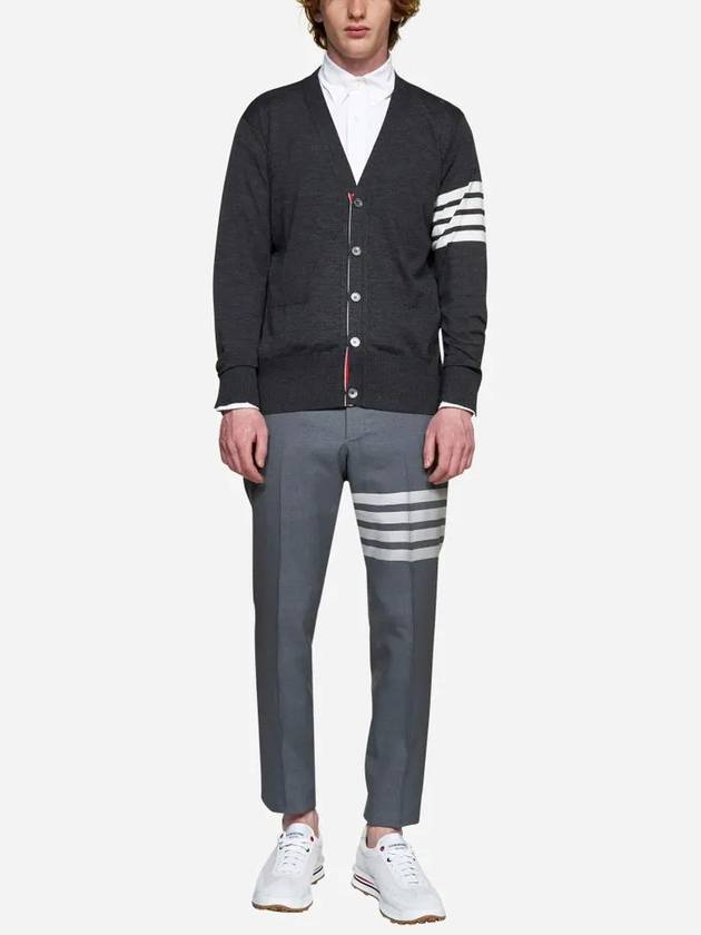 Men's Sustainable Classic Diagonal Wool Cardigan Dark Grey - THOM BROWNE - BALAAN 3