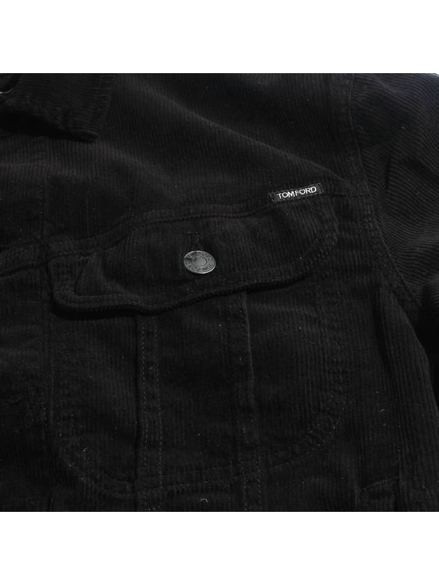 Wave Shirt Collar Cotton Corduroy Denim Jacket Black - TOM FORD - BALAAN 4