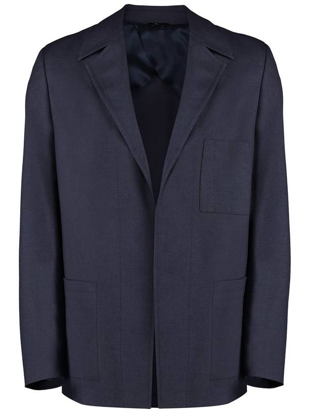 Single Breasted Wool Jacket Navy - FENDI - BALAAN 2