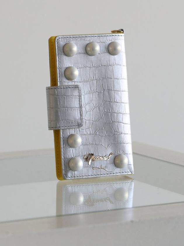 Studded Leather Phone Case Silver - MUVEIL - BALAAN 2