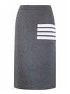 4-bar stripe merino wool H-line skirt gray - THOM BROWNE - BALAAN.