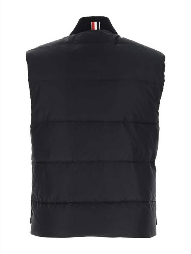 Men's Matte Diagonal Nylon Down Padded Vest Navy - THOM BROWNE - BALAAN 3