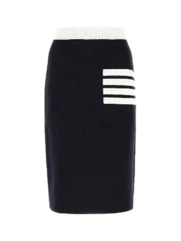 Double Face Merino 4 Bar A Line Skirt Navy - THOM BROWNE - BALAAN 2