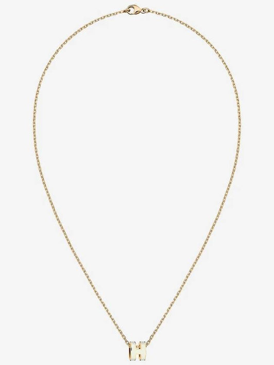 Mini Pop H Pendant Necklace Gold Blanc White - HERMES - BALAAN 2