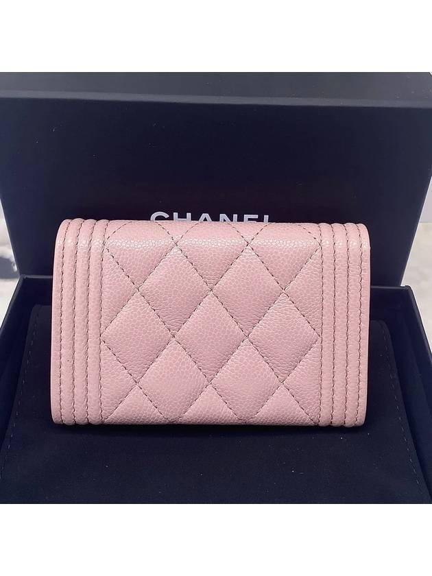 Boy Silver Caviar Card Wallet Pink - CHANEL - BALAAN 4