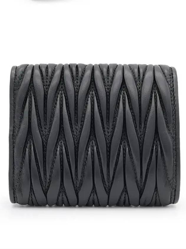 Matelasse Logo Nappa Leather Half Wallet Black - MIU MIU - BALAAN 5