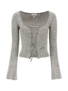 Sparkle Rib Tie Band Lurex Polyester Blouse Grey - GANNI - BALAAN 2