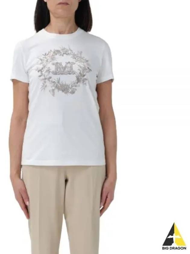 Women's Elmo Logo Detail Short Sleeve T-Shirt White - MAX MARA - BALAAN 2